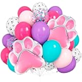 32PCS Dog Birthday Balloons, Sky Paw Print Balloons, Cartoon Dog Balloon for Birthday Party, Colorful Balloon for Girl’s Birthday Party (Pink Paw)