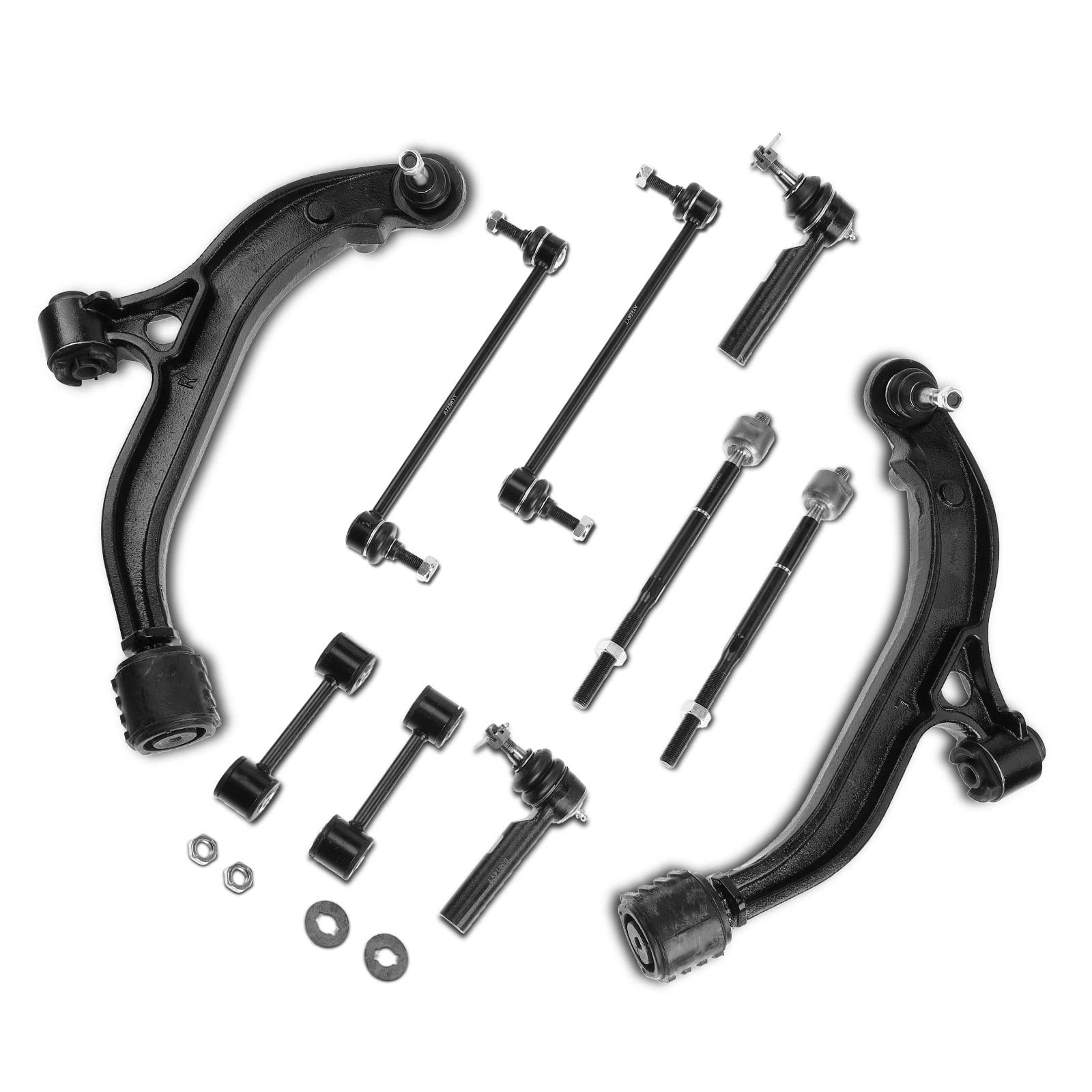 A-Premium 10Pcs Front Lower Control Arm and Ball Joint Assembly Sway Bar Link Tie Rod End Compatible with Dodge Grand Caravan Chrysler Town & Country 2005 2006 2007 V6 3.8L