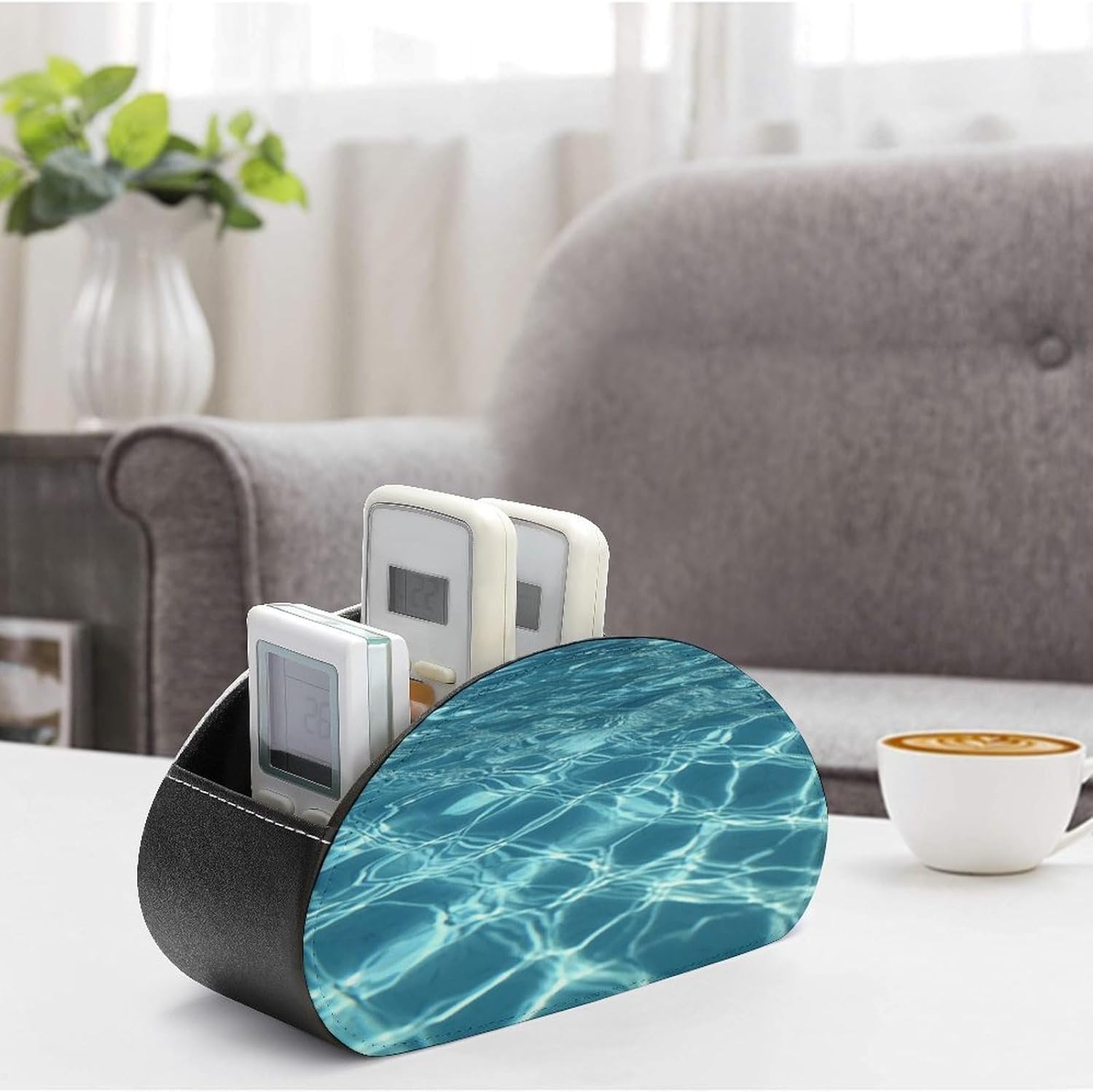 Personalized PU Leather Remote Control Holder with 5 Compartments image 4