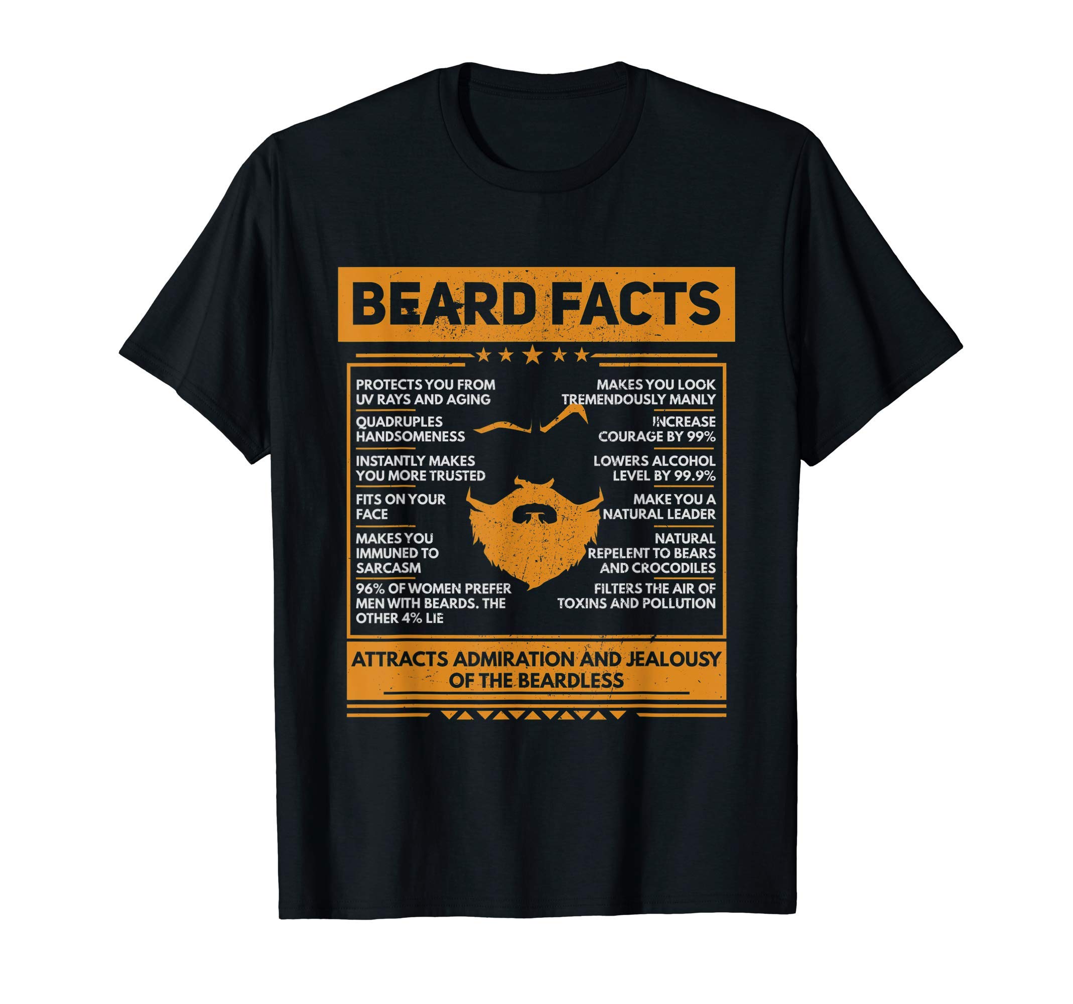 Beard Facts Attracts Admiration Cool Bearded Mens T-Shirt