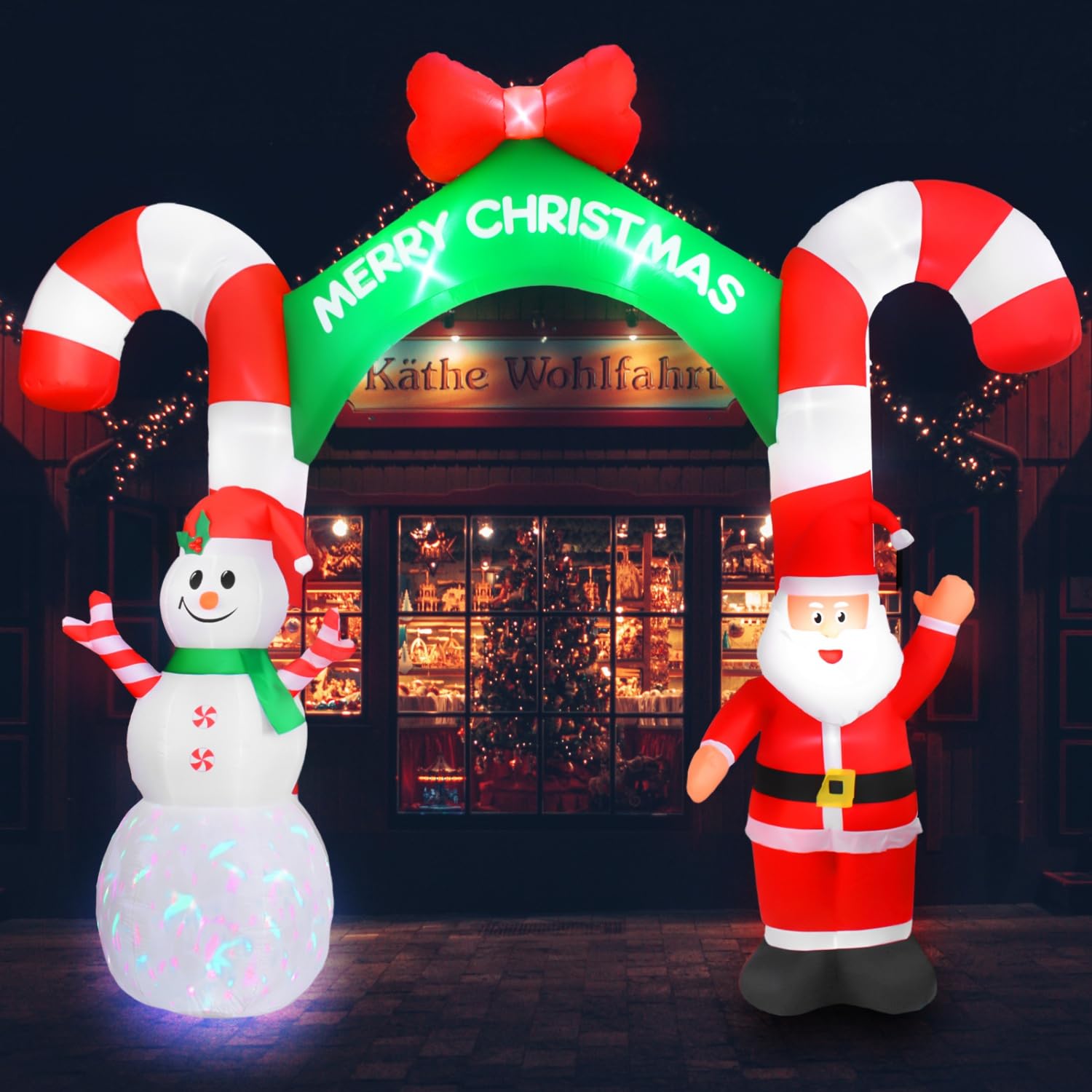 10 FT Christmas Inflatables Archway, Christmas Arch Inflatable Decorations, Blow Up Santa Claus Snowman Yard Decor, Large Christmas Inflatable for Outdoor Front Door Porch Lawn Archway