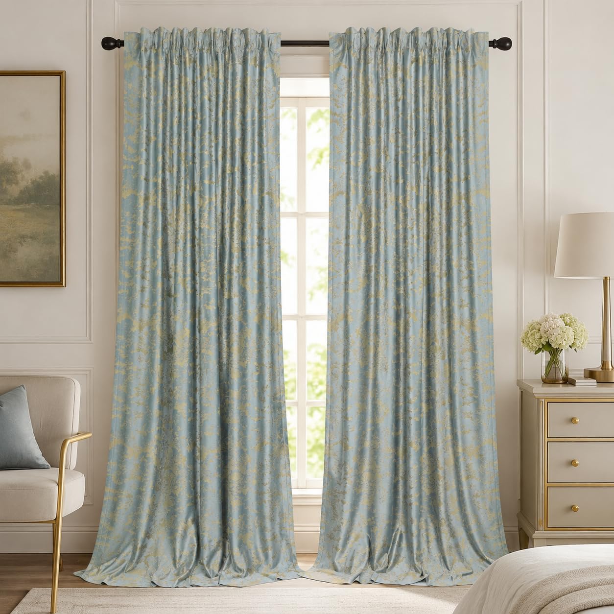 Lapalife Blackout Grey Velvet Curtains 108 Inches Long