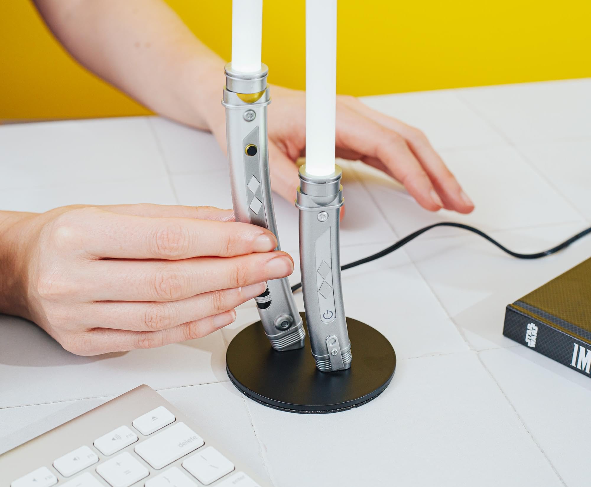 Star Wars  White Dual Lightsabers 12-Inch Mini LED Mood Light for Nightstand Table: Ahsoka Tano