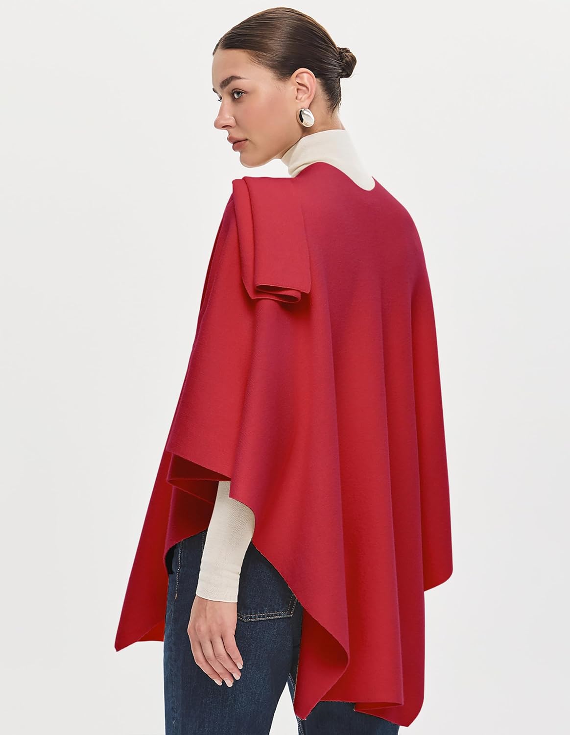 PULI Womens Large Cross Front Poncho Sweater Wrap Topper Knitted Elegant Shawls Cape for Fall Winter - Image 4