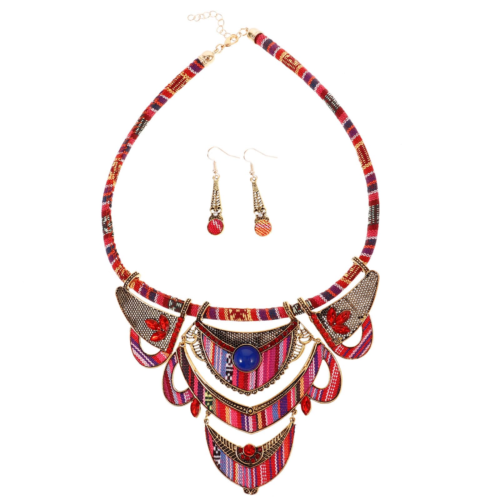Conjunto de collar y pendientes verdes de resina estilo bohemio nacional 8