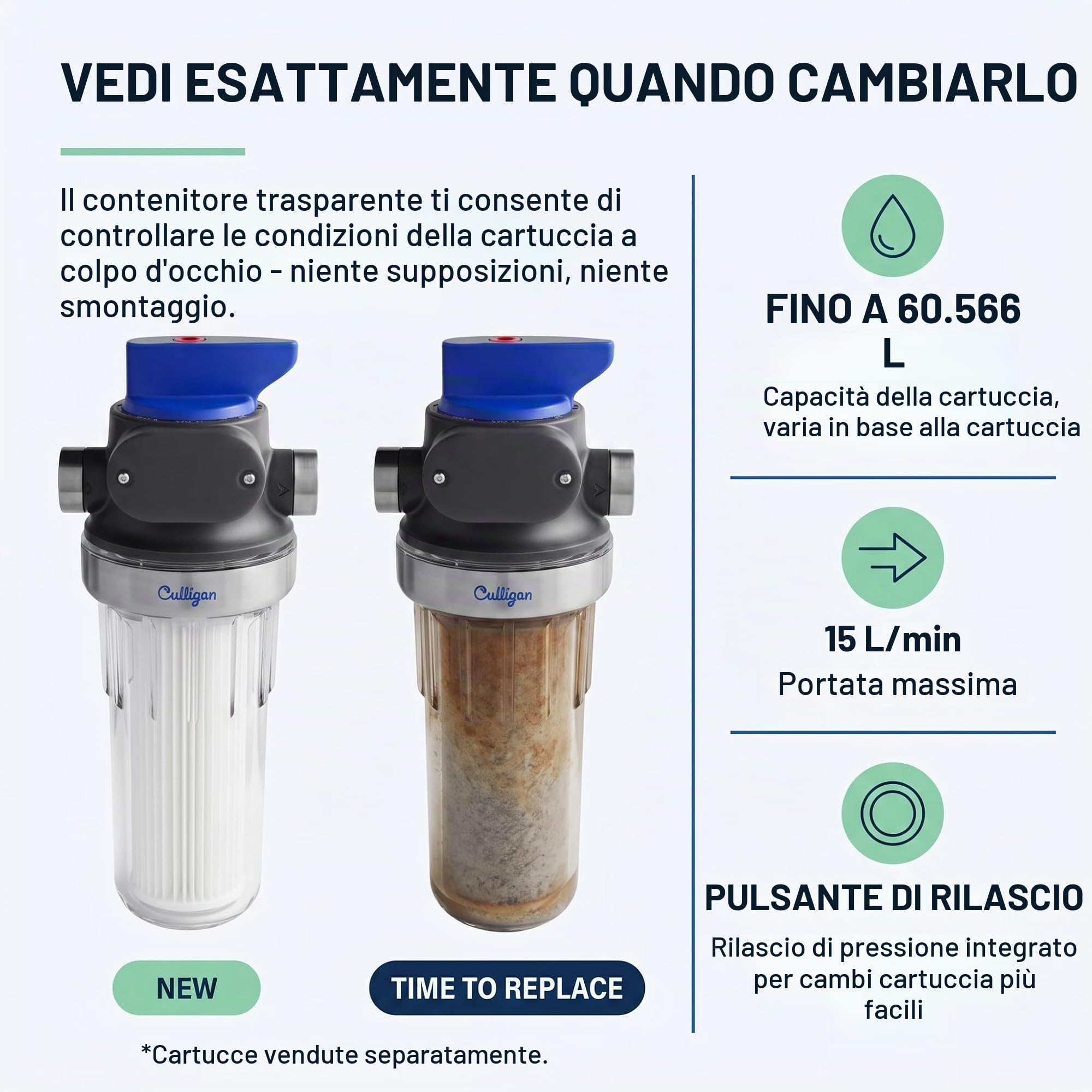 Culligan WH-S200-C Sistema di filtrazione dell'acqua per sedimenti per tutta la casa, trasparente