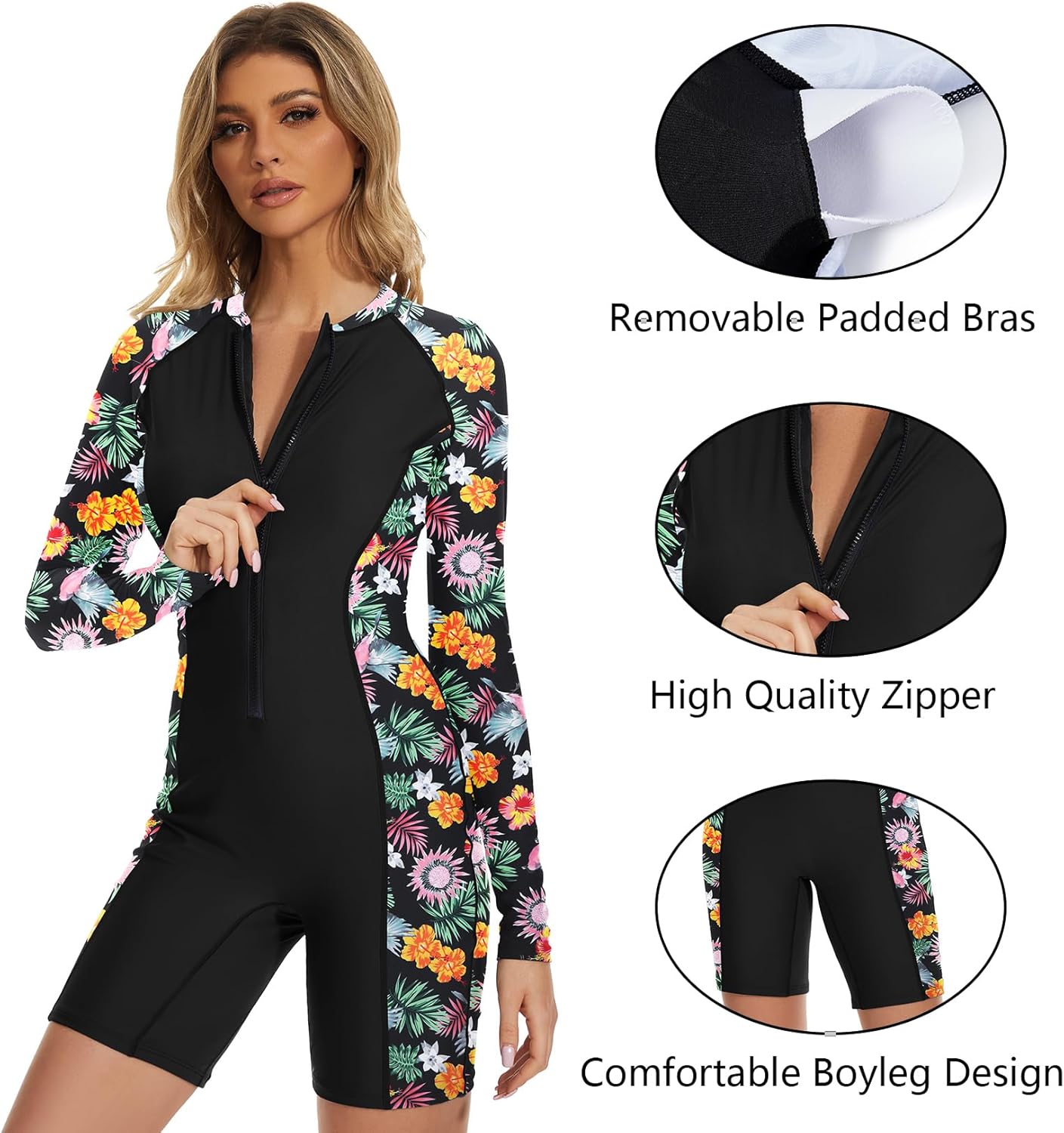 Century Star UPF 50+ Modest Long Sleeve Swimsuits for Women Bathing Suit Rash Guard Surfing One Piece High Neck Swimwear - Image 4