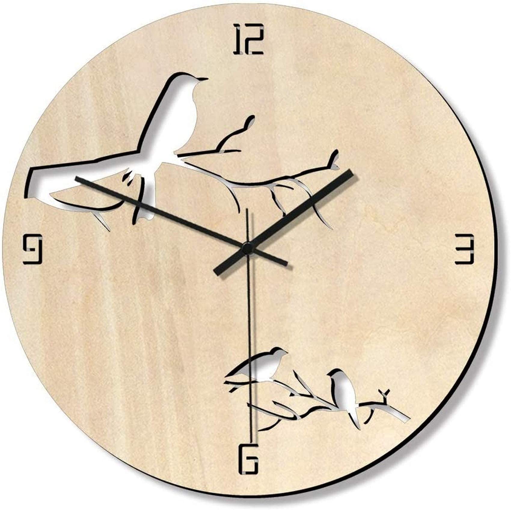 Horloge murale ronde bois lisible style toscan rustique pour habiller un mur