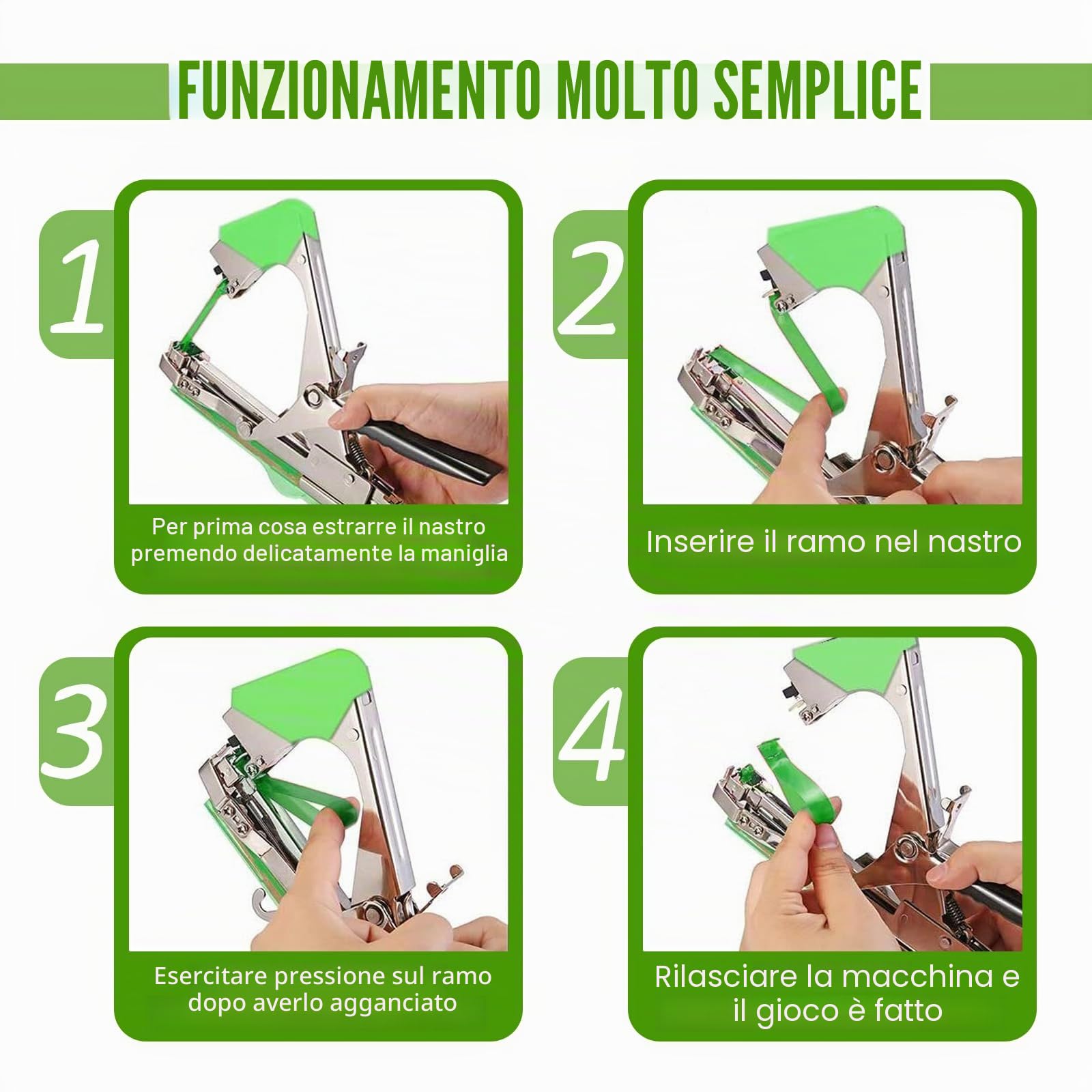 Legatrice per Piante Vigneto Pomodori, Tying Macchina Nastro Strumento Attrezzo da Giardinaggio Tying Macchina Strumento con 20 Rotoli di Nastro ed 1 Scatola di Graffette per Fiori Verdura Vigneto