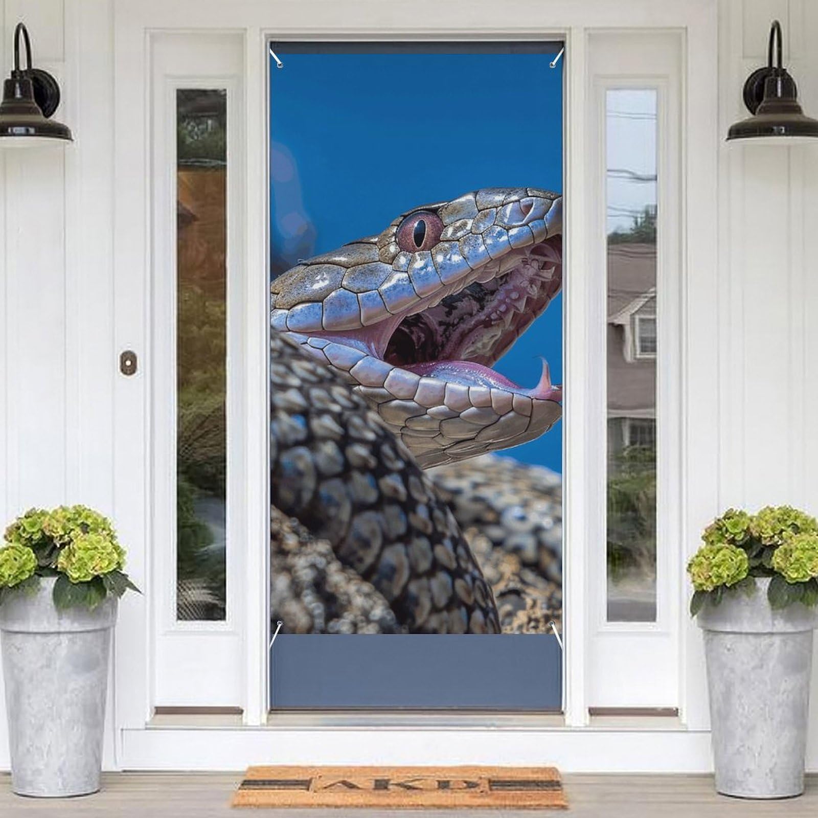KLOPH Door Cover Decoration Welcome Door Banner Porch Sign Photo Background Doors Curtains for Doorway Privacy Window Curtain Snake on Rock Porch Cover Indoor Outdoor Decor 70.9x35.4in