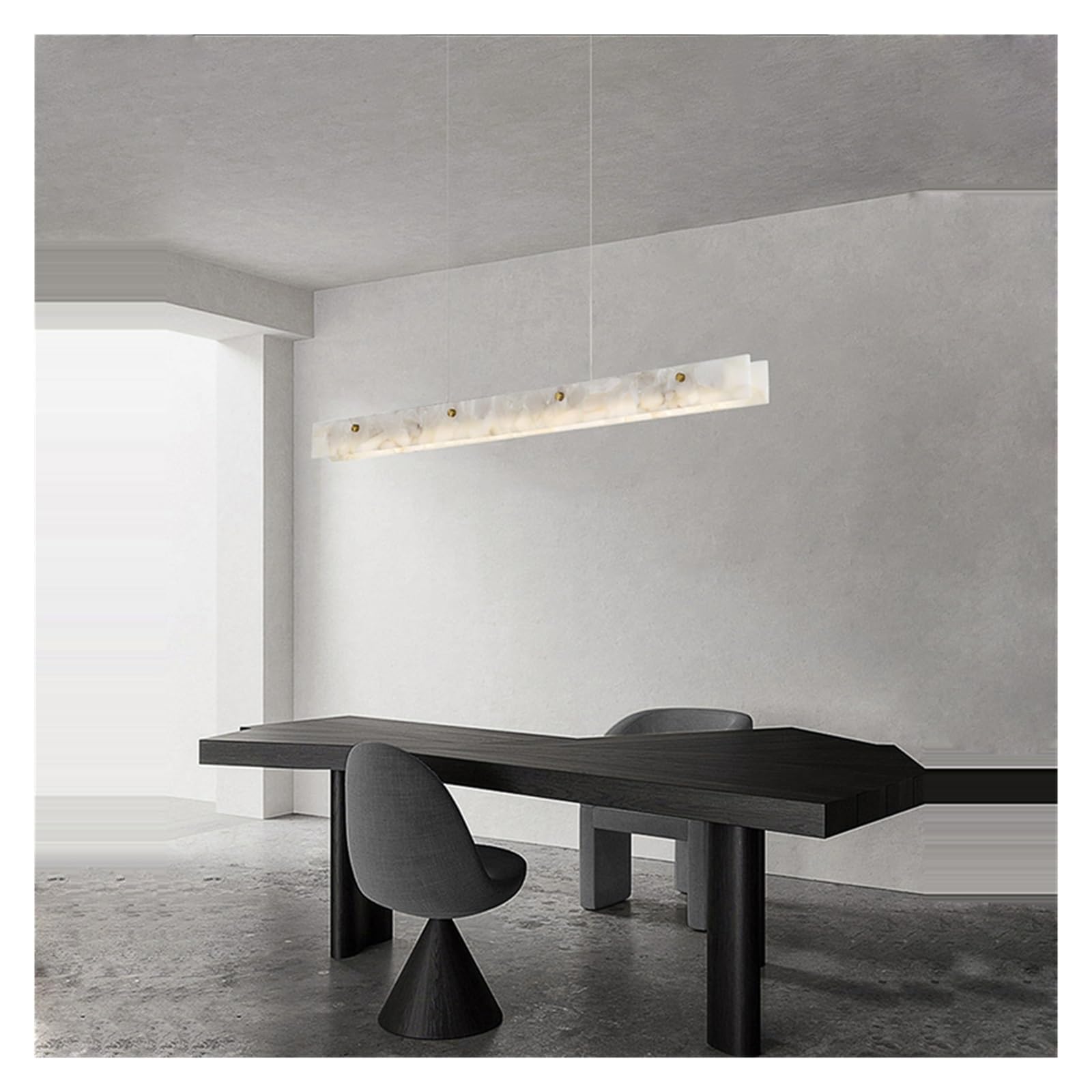 KLXSIVU Marble Stainless Steel Dimmable LED Black Pendant Light Chandelier Indoor Lighting Luminaire for Foyer Dining Room