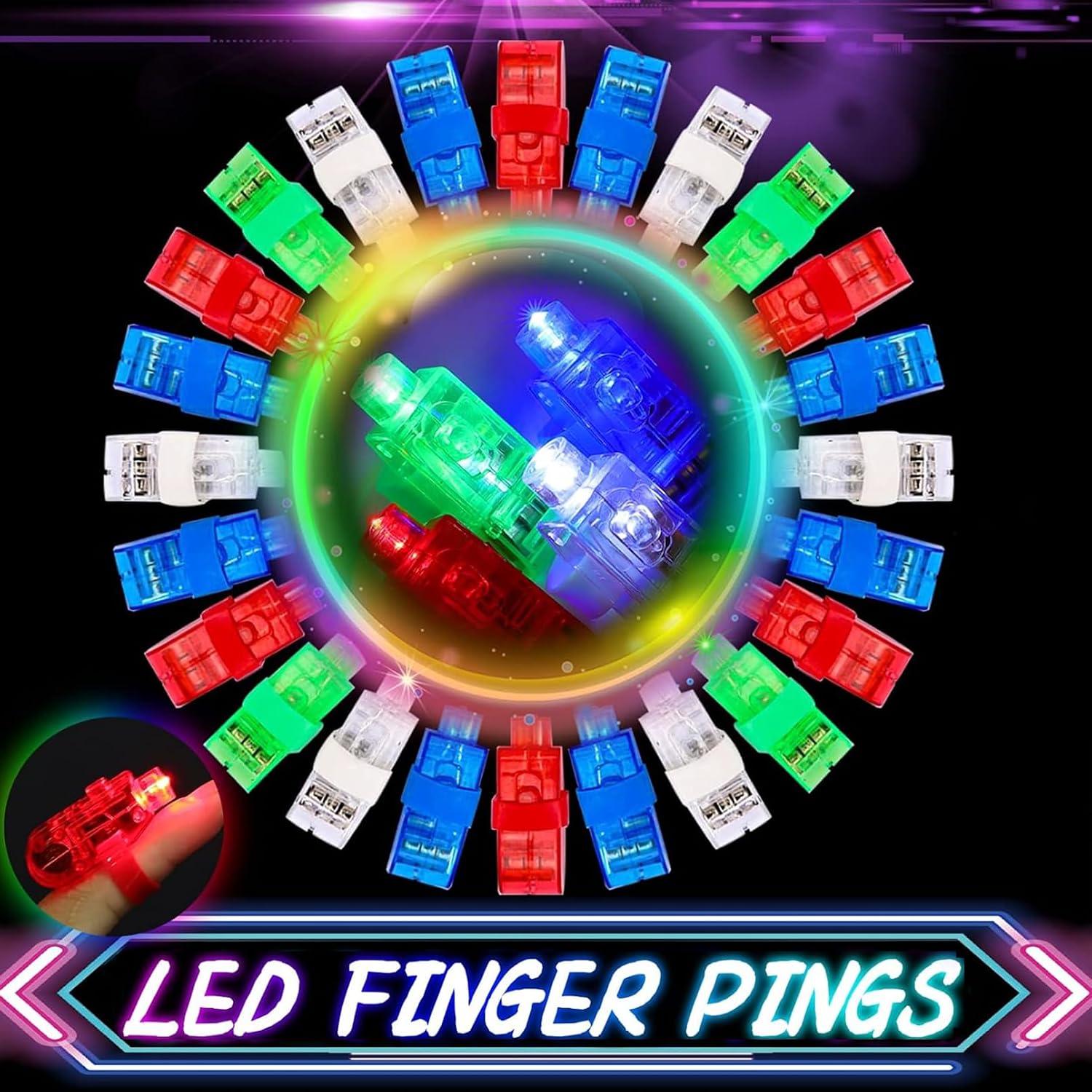 100 PCS LED Finger Lights,Led Party Finger Lights,Finger Flashlights,Small Finger Light Glow in The Dark Party Supplies,Light up Finger Lights for Holiday Raves Concert Shows,4 Color