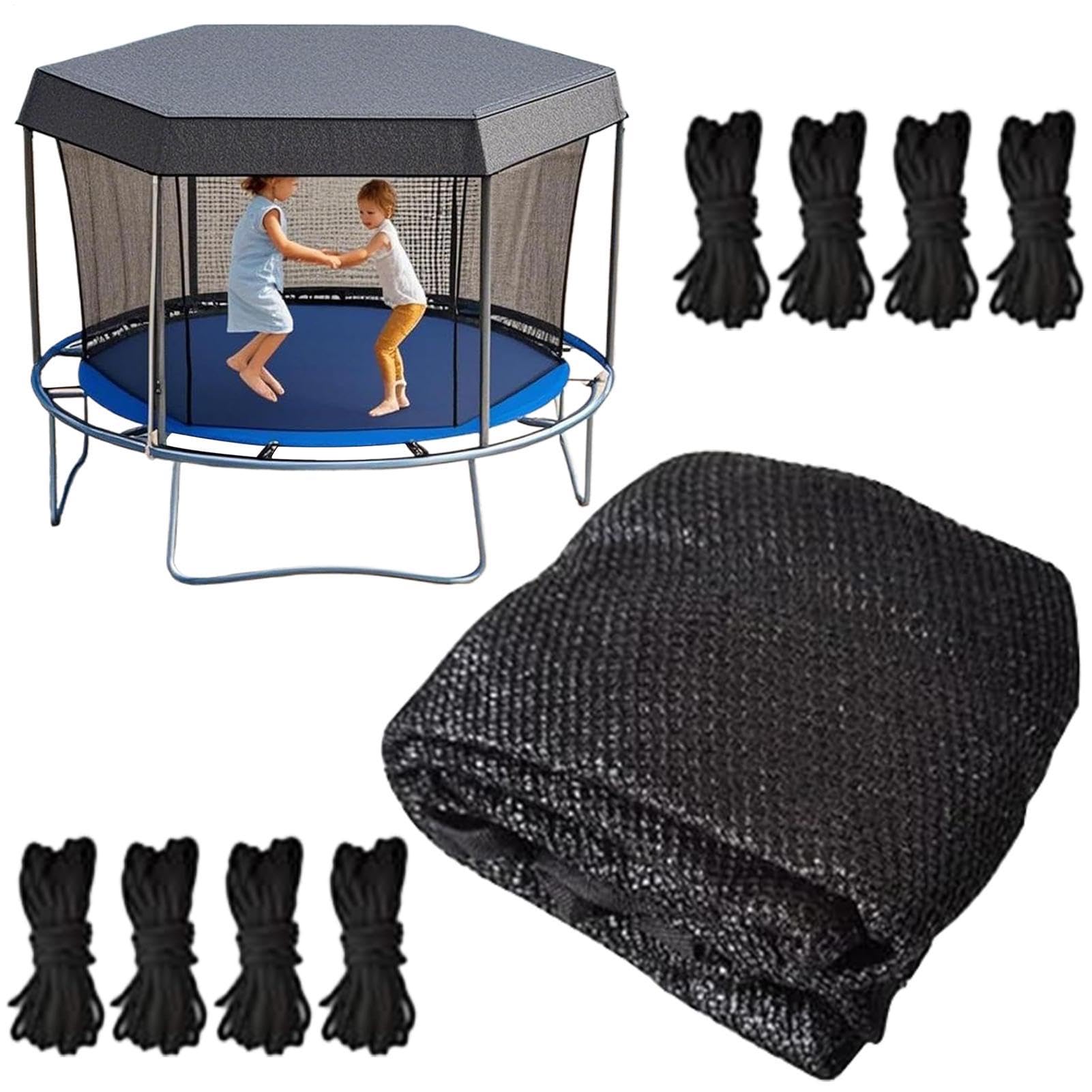 Yqooup Trampoline Cover, 6ft/8ft/10ft/12ft/14ft Trampoline Tent, Trampolines Tent Cover UV Protection Sun Shade Canopy Covers, Waterproof Foldable Trampolines Accessories Covers Roof For 6/8 Poles