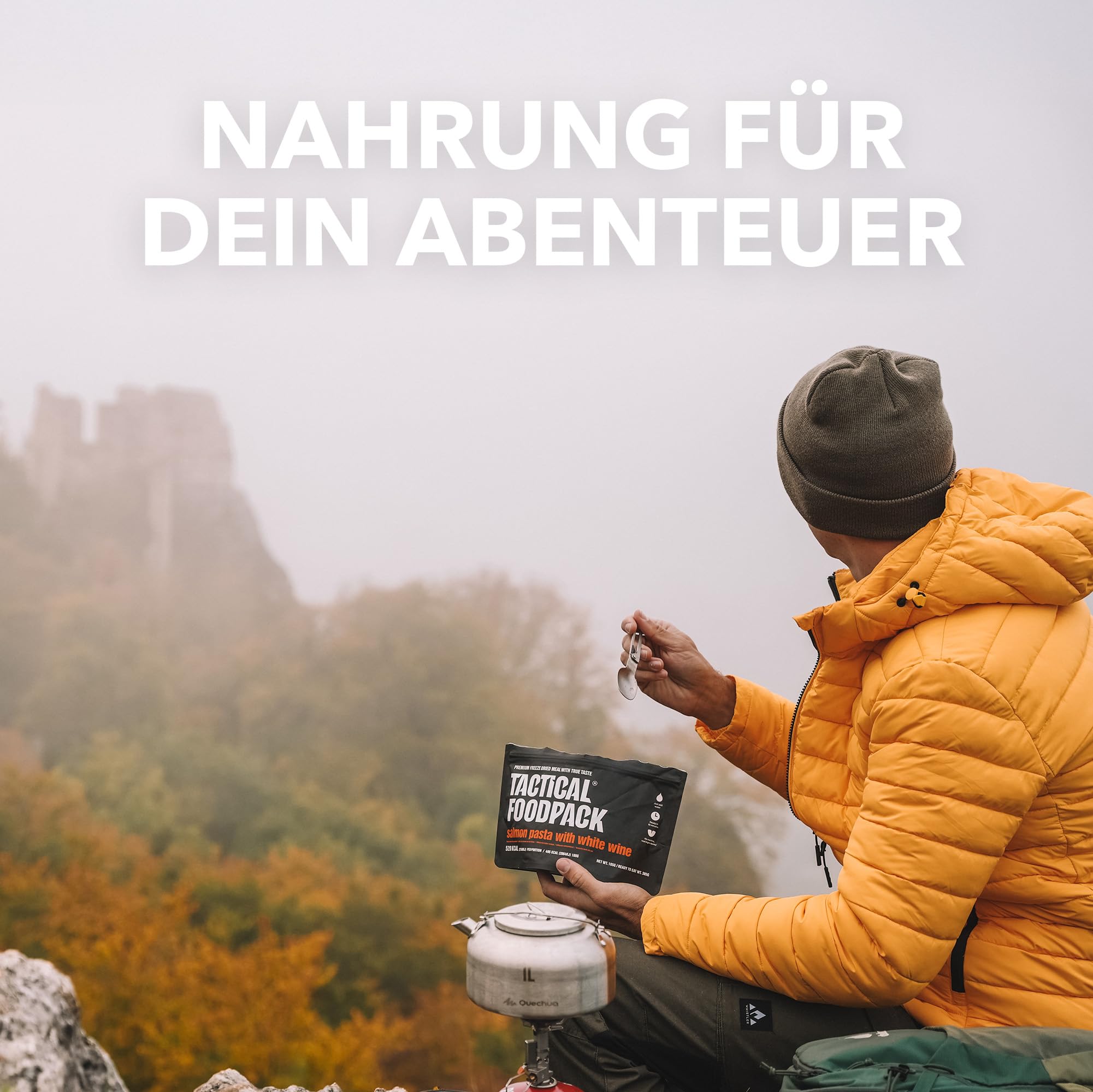 Tactical Foodpack 3er Set Mix – Fertiggerichte für Notfallrucksack & Outdoor – Gefriergetrocknetes Essen Camping Set – Nudeln mit Hähnchen, Pilzrisotto & Pasta mit Lachs und Weißwein