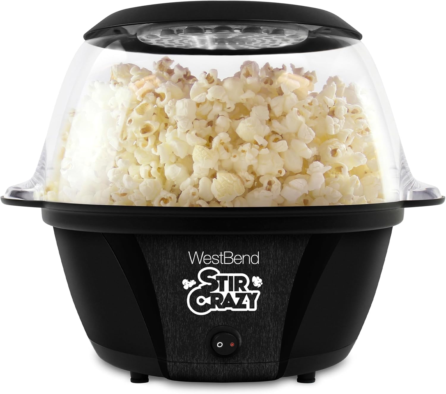 West Bend Stir Crazy Hot Oil Popcorn Popper, Popcorn Maker Machine with Large Serving Bowl Lid and Stirring Rod Perfect for Movie Night Snack Time or Parties, 6-Quart, Black 6-Quart Black