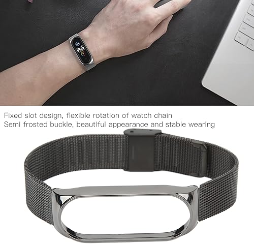 Miniatura 4 de Correa de reloj inteligente, pulsera de reloj inteligente de acero inoxidable semi esmerilado hebilla negra para reemplazo