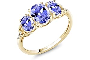 10K Yellow Gold Oval Tanzanite and Diamond Accent Engagement Ring For Women