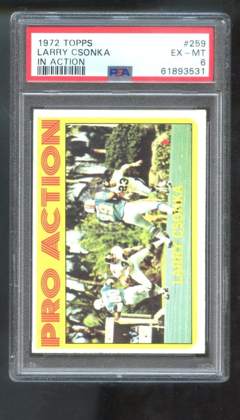 1972 Topps #259 Larry Csonka In Pro Action PSA 6 Graded Football Card NFL Miami Dolphins