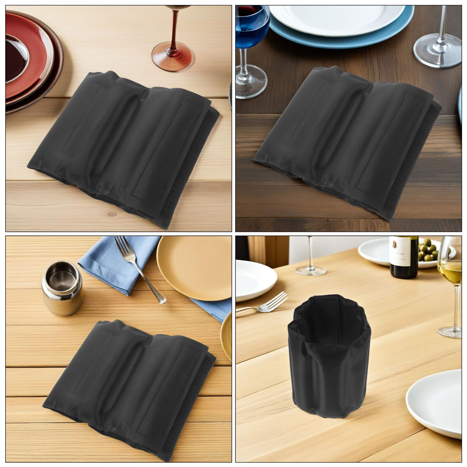 ABOOFAN 2 Pièces Housse Isotherme pour Bouteille de Vin Manchon Réfrigérant Souple Pochette de Transport pour Bouteille Housse Isotherme Noire Réutilisable