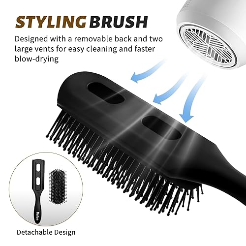 Vista 2 de Cepillo de pelo Balon para mujeres y hombres, juego de cepillo de paleta de 4 piezas, cepillo desenredante, peine para cabello largo, grueso, fino