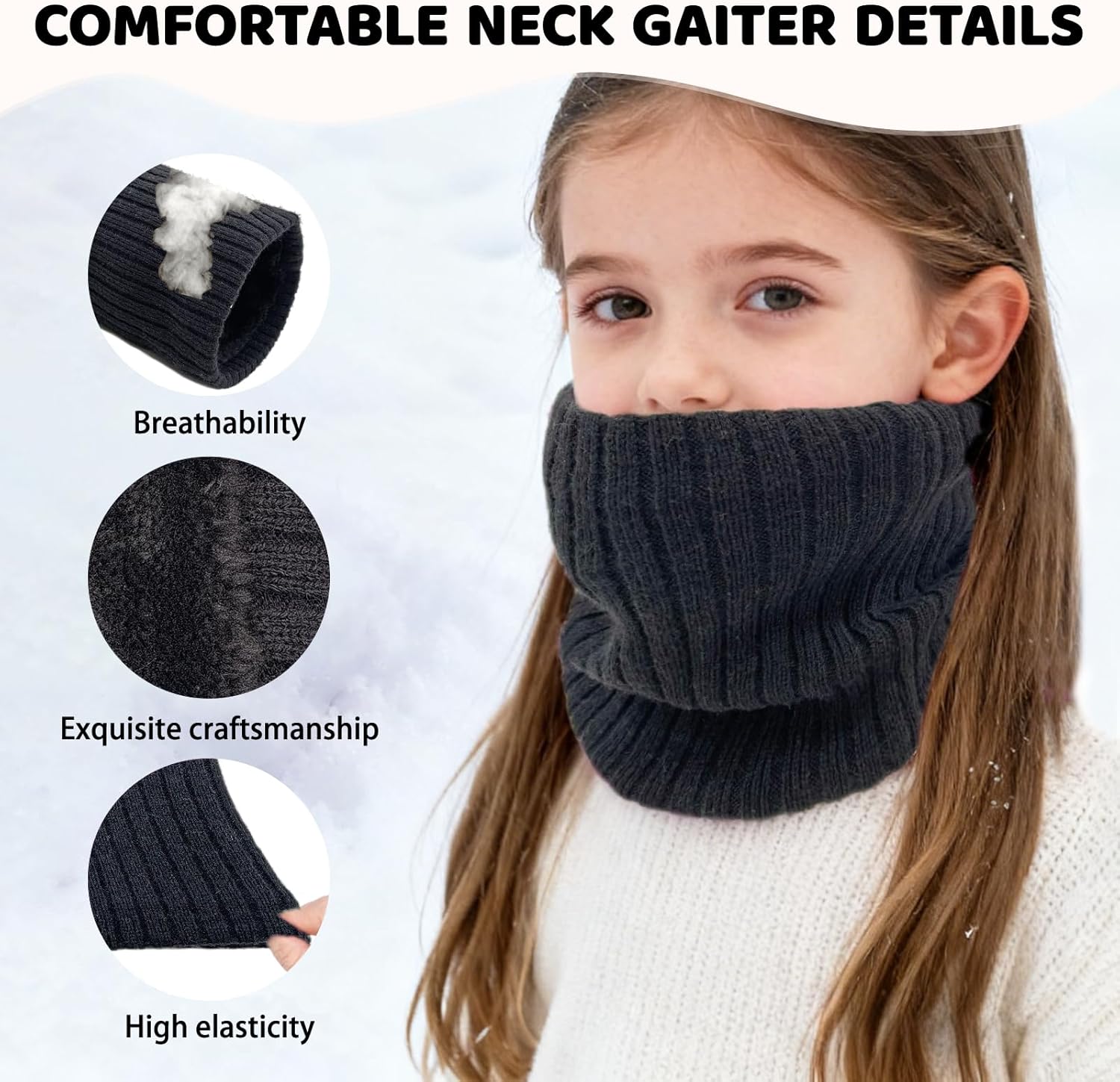 Kids Fleece Neck Warmer Gaiter Winter Scarf for Boys Girls Windproof Soft Thermal Infinity Scarf for Cold Weather - Image 3