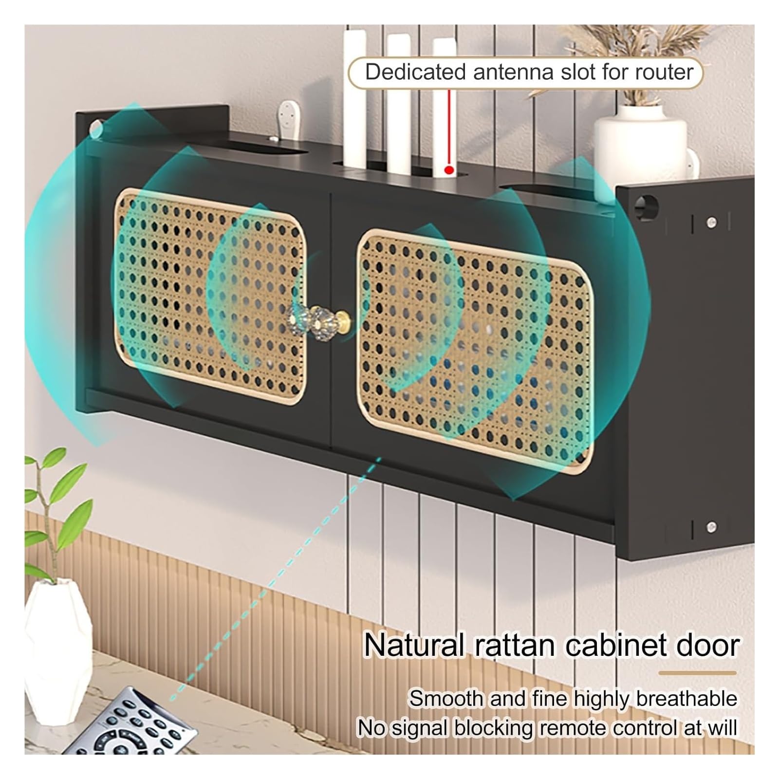 Boîte de rangement pour routeur WiFi, étagère murale en rotin pour routeur sans fil et accessoires