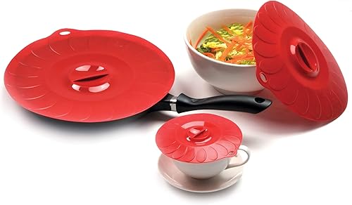 Miniatura 2 de Norpro Tapas universales de succión de silicona, juego de 3 piezas, 12.5105.75, rojo