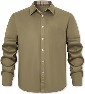 SANGTREE Men & Boys Long Sleeve Cotton Button Down Shirt with Pocket