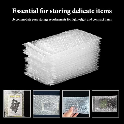 Miniatura 3 de 350 bolsas de burbujas transparentes autosellantes de plástico, bolsas de embalaje de cojín grueso de doble pared, bolsa de burbujas a prueba de