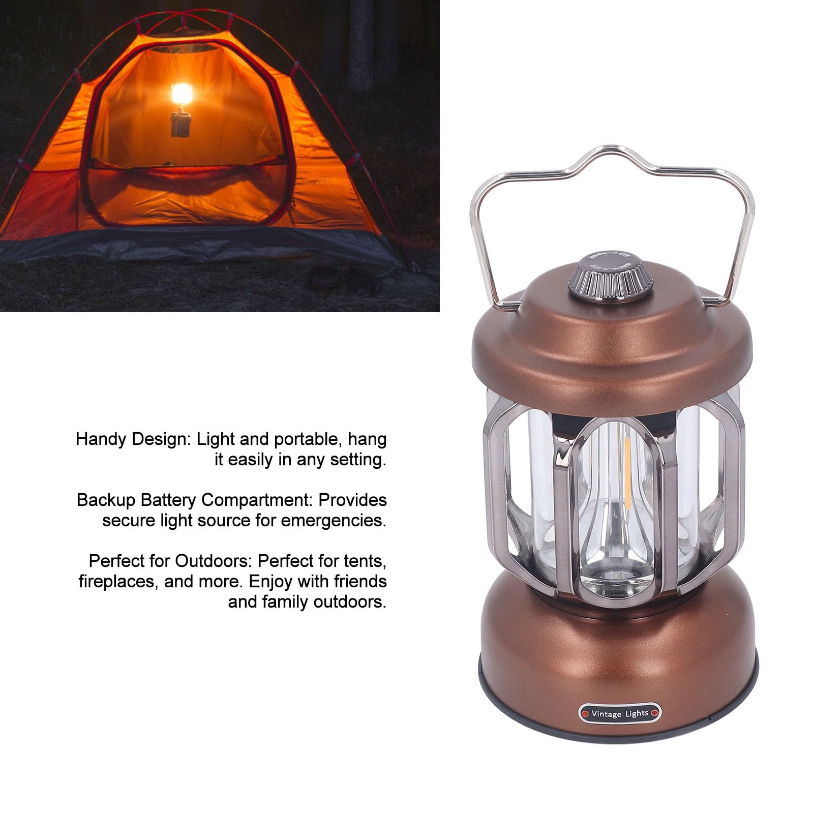 Lanterne De Camping Led, Kaishengyuan 2000mAh Lampe Camping Rechargeable USB,Vintage Dimmable