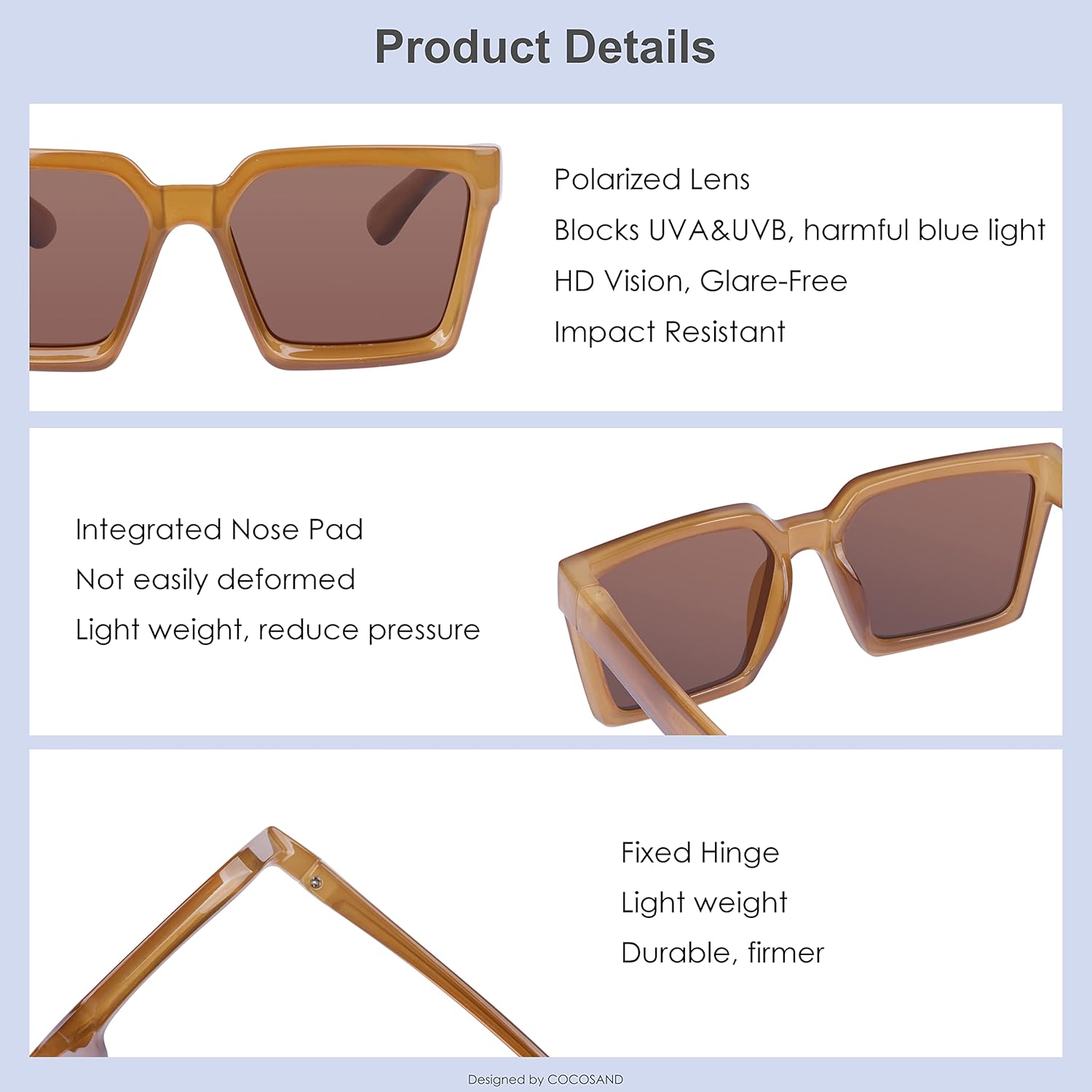 COCOSAND Kids Sunglasses Polarized UV 400 Protection Retro Square Futuristic Glasses for Youth Teen Boys Girls Age 5-12 - Image 4