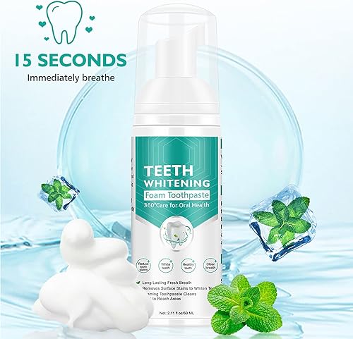 Vista 7 de Citrus Baking Soda Pasta de dientes blanqueadora de dientes, paquete de 2 – Espuma de mousse ultrafina, limpia profundamente las encías, elimina