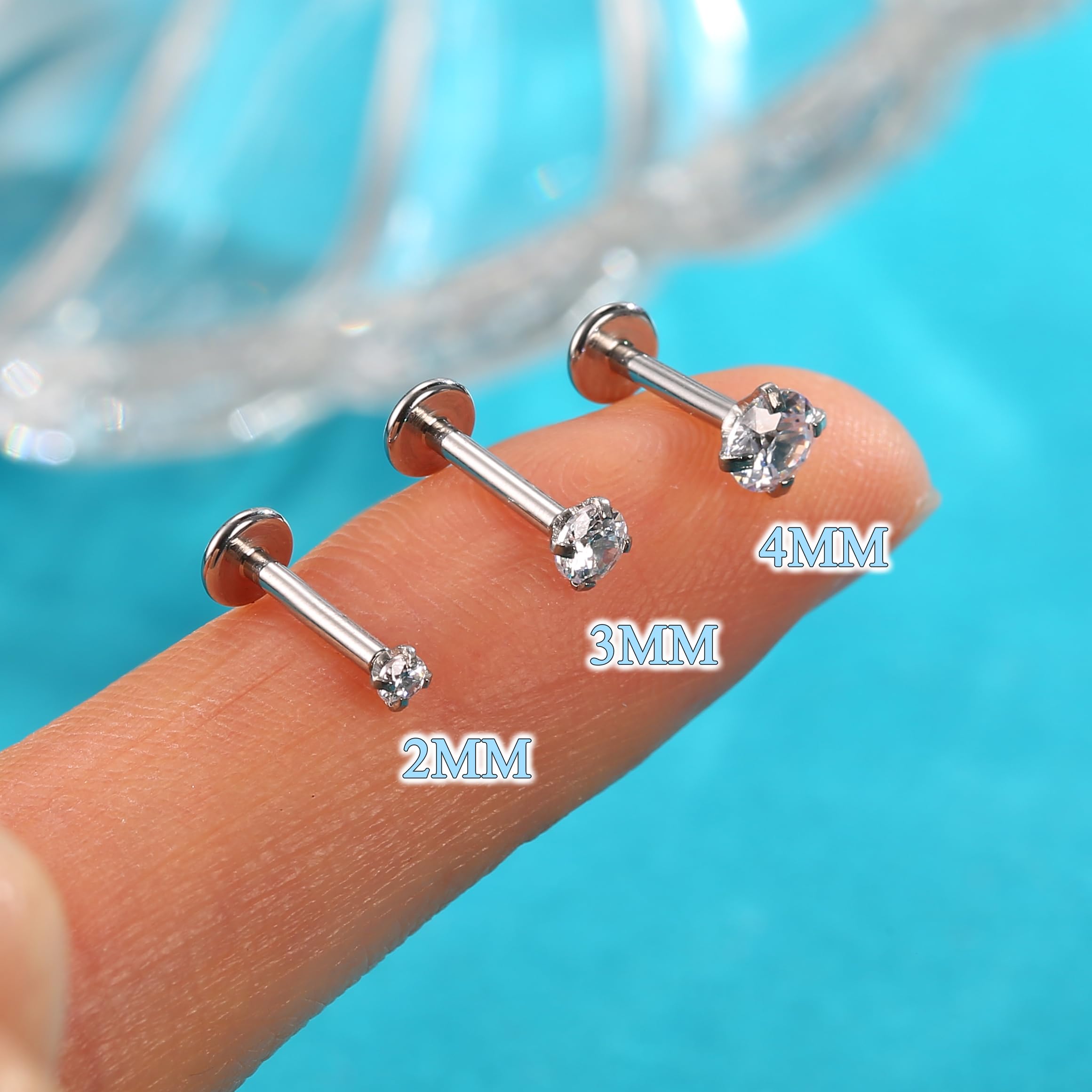 16G 12-teilige Ohrringe mit Flacher Rückseite, Helix-Tragus-Piercing-Schmuck