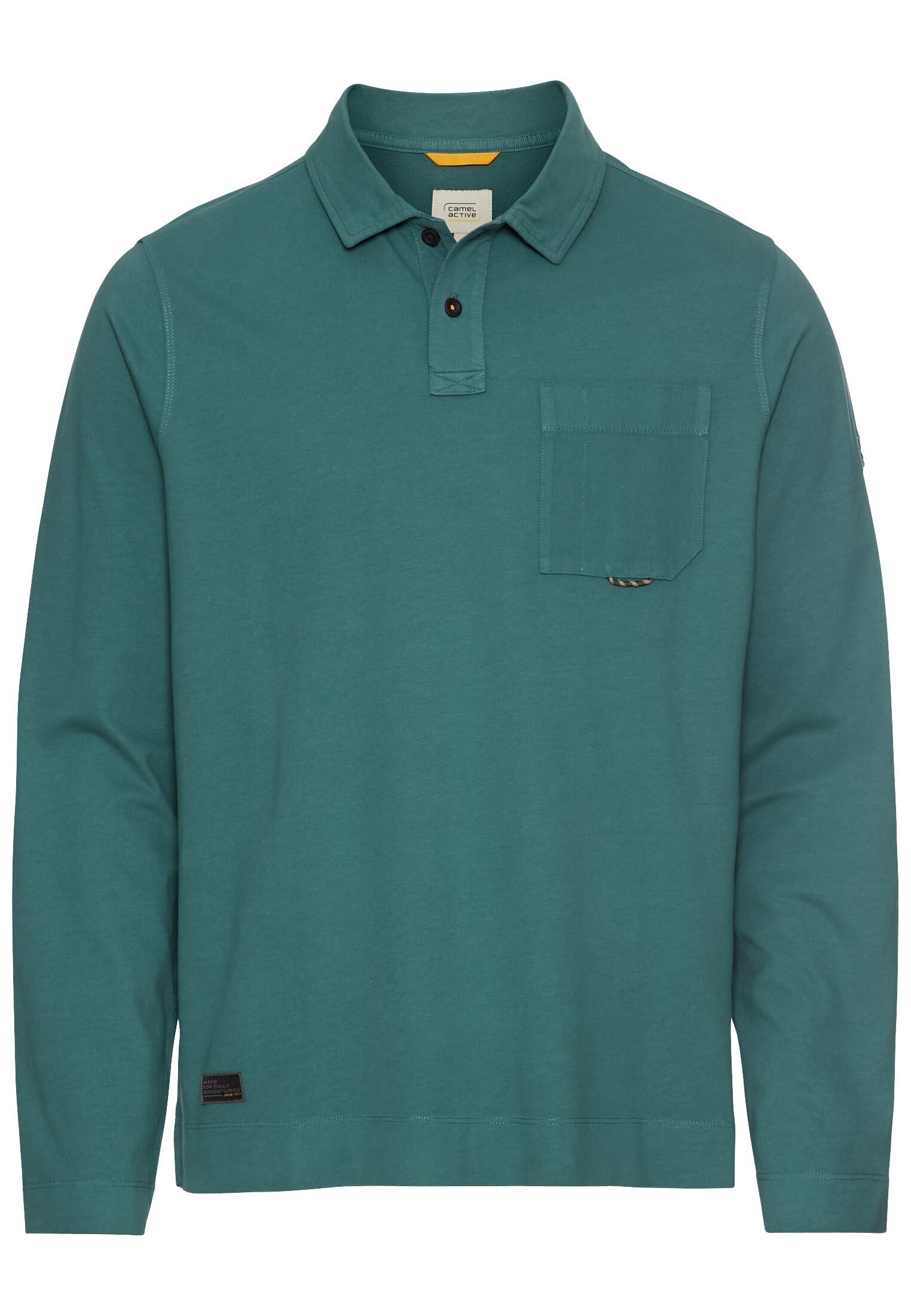 camel active Men's Herren Langarm Poloshirt aus Reiner Baumwolle Dunkelgrün, Menswear-XXL Polo Shirt, Dark Green