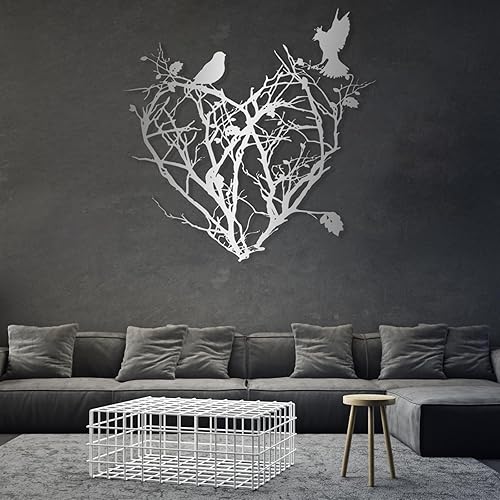 Arte de pared de árbol de metal, arte de pared de corazón, arte de pared de metal árbol de la vida, decoración de pared de corazón de metal, arte de