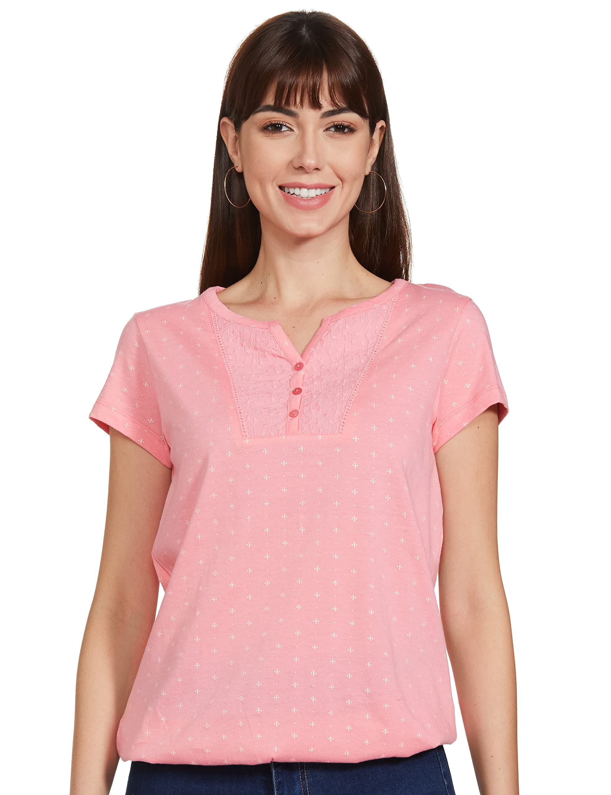 MaxWomen Printed Half Sleeves Regular Fit Casual Top