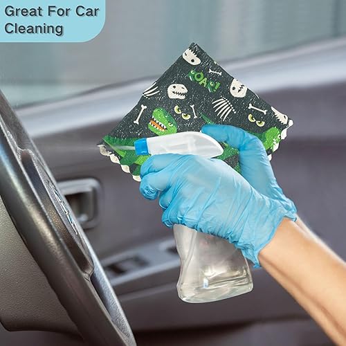 Miniatura 7 de FRODOTGV Dino Bones Roar Green Quality Print Microfiber Dish Drying Towel Fast Drying Set of 6 Flour Sack Kitchen Towels for Bathroom Sink