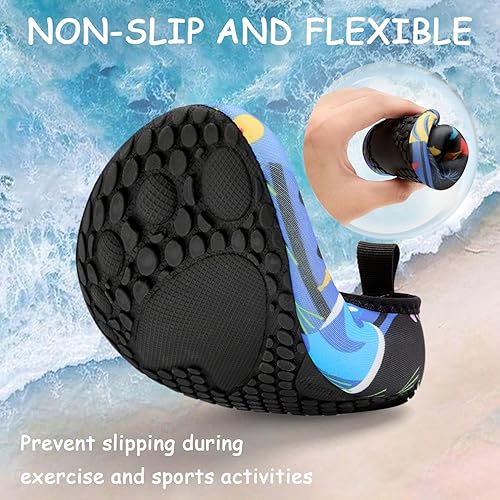 Miniatura 4 de ANLUKE Zapatos de agua para niños y niñas, calcetines acuáticos descalzos, de secado rápido, para playa, natación, deportes al aire libre, zapatos