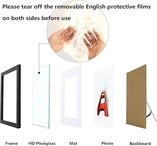 Miniatura 4 de Wiscet Juego de 3 portarretratos de 11 x 14 pulgadas, para fotos de 8 x 10 pulgadas con paspartú o de 11 x 14 pulgadas sin paspartú, marco de fotos