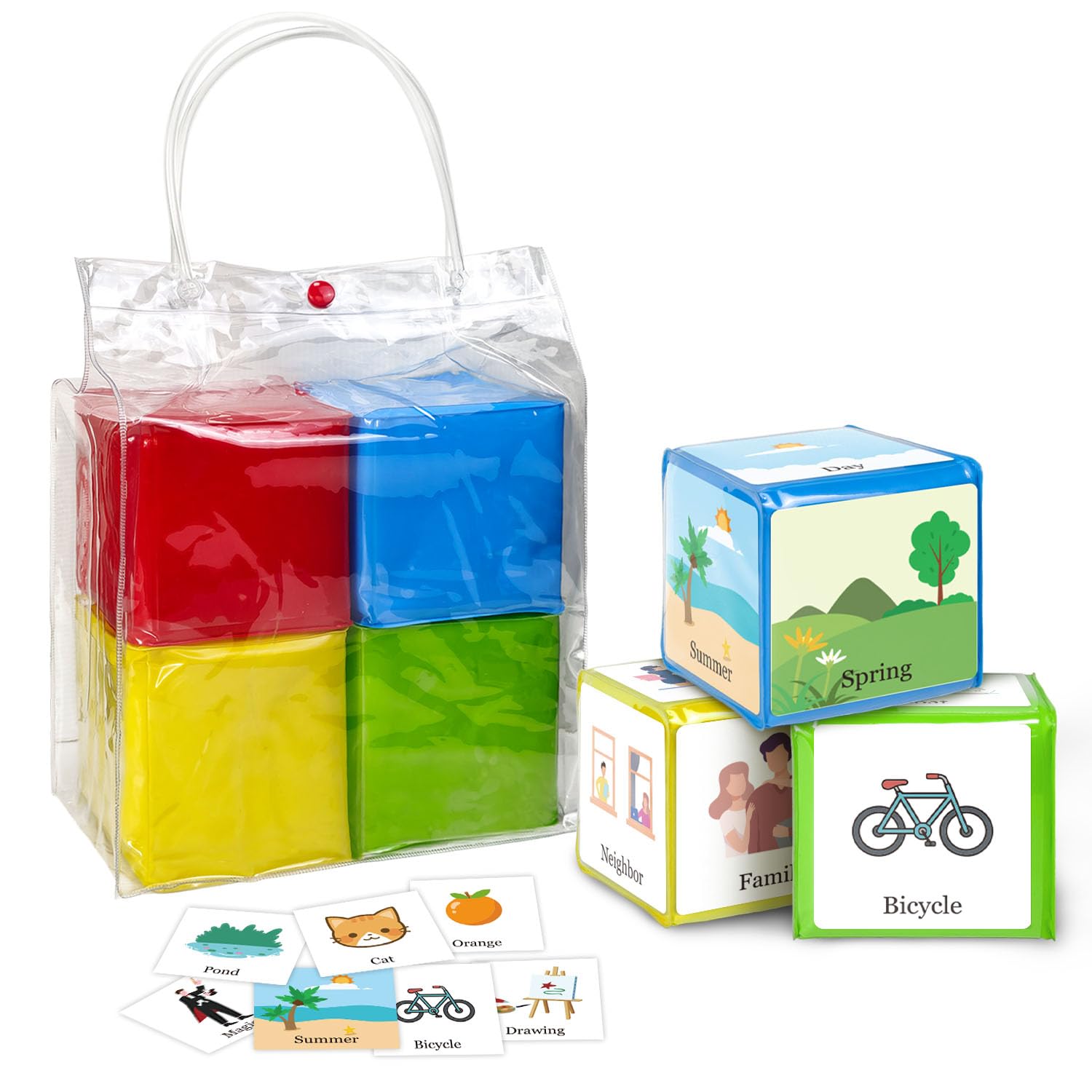 Boczif Pocket Story Dice for Kids Playing Game Cubes for Classroom Teaching, Education Soft Foam Dice Teacher Teaching Story Cubes Toys for School Learning Activities (Set of 1)