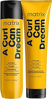 Matrix Deep Cleansing Shampoo and Rich Hair Mask Set, A Curl Can Dream Clarifying Shampoo, Removes Build Up, For Curly & Coily Hair, Silicone & Paraben Free, Manuka Honey (Packaging May Vary)