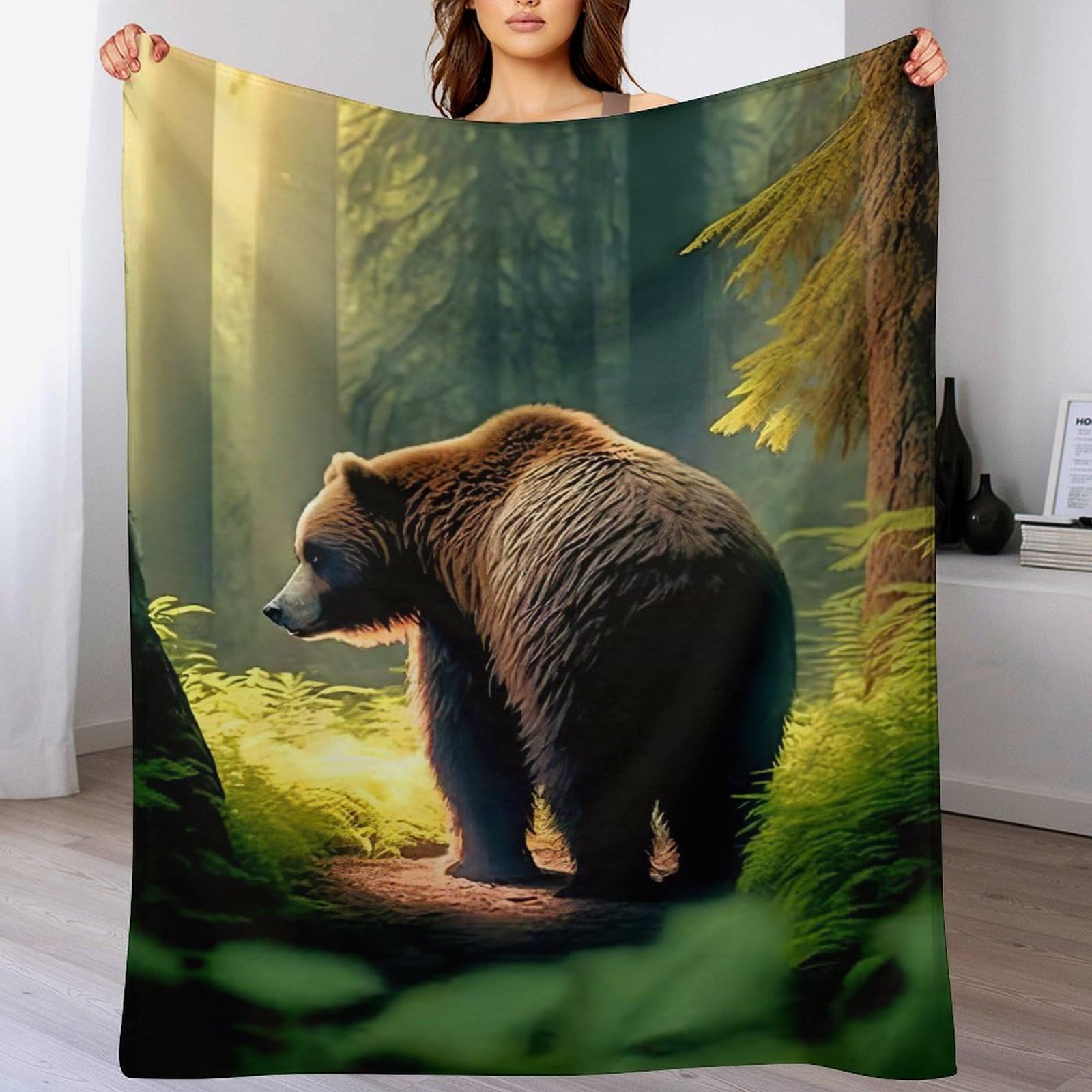Plaid couverture polaire ours 180x200 chaud léger pour lit et canapé-lit