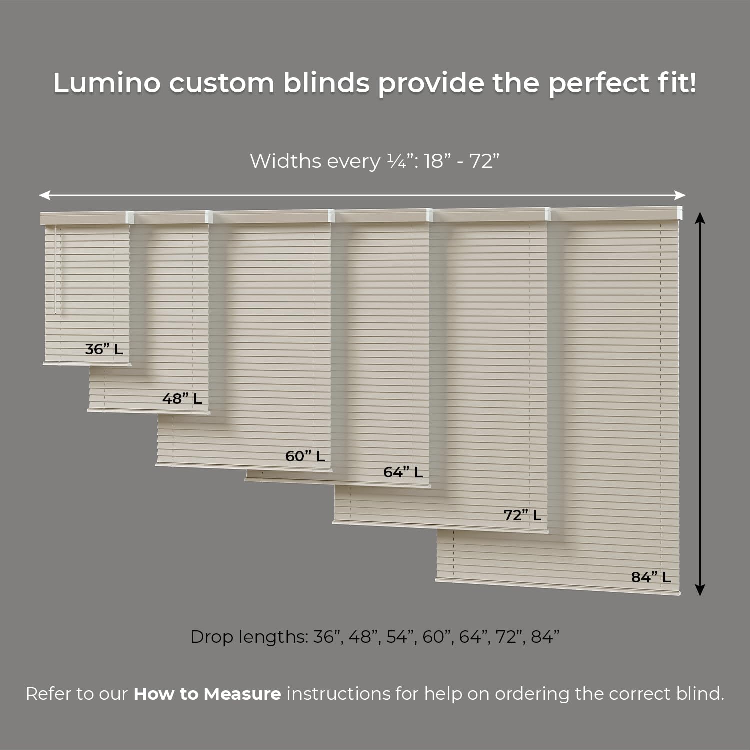 Lumino - 2" Cordless Smooth Slat Faux Wood Window Blinds for Home - 18" W x 48" L - Gray, Faux Wood Blinds for Indoor Windows, Room Darkening Blinds with Contemporary Valance