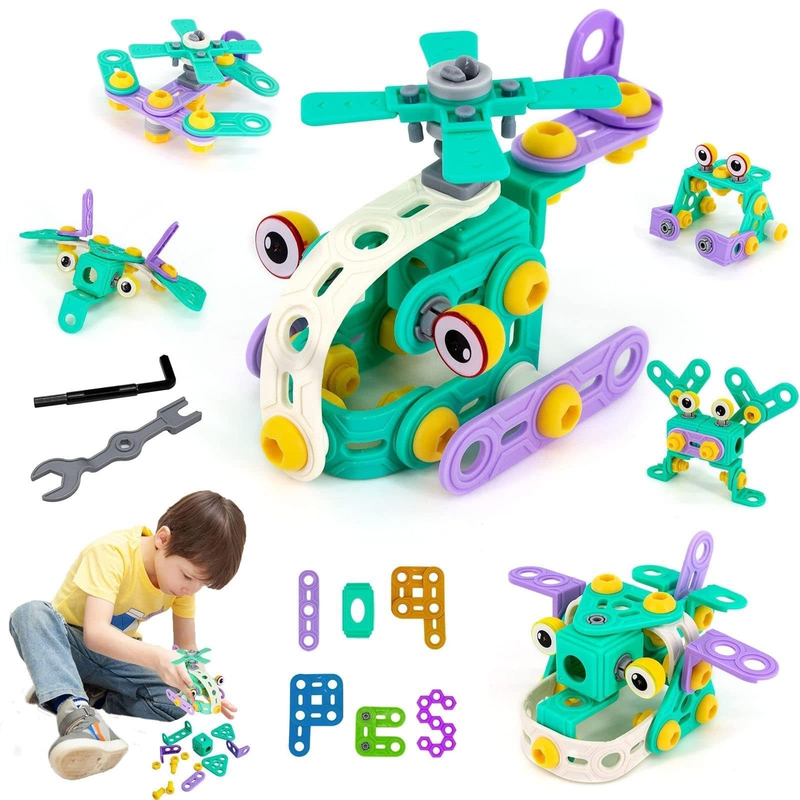 Joyzzz STEM Building Toys, Develop Imagination & Creativity, Safe Materials, Ages 4-6, DIY Building Block Toys