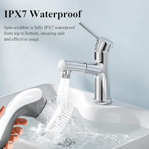 Miniatura 5 de Limpiador eléctrico giratorio para baño, ducha, limpiador eléctrico con 2 velocidades y 6 cabezales de cepillo multifunción, cepillo de suministros