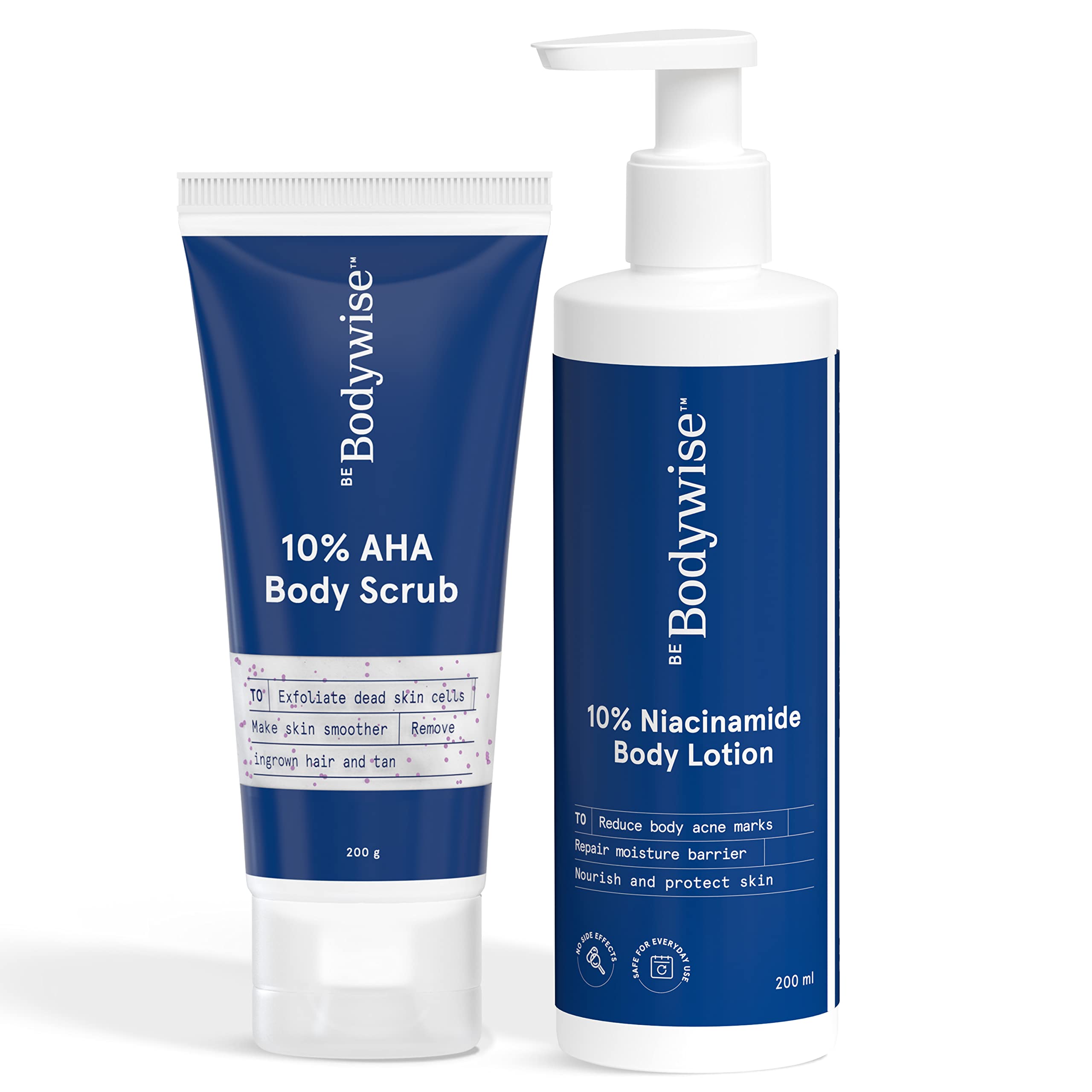Buy Be Bodywise 10 AHA Body Scrub & 10 Niacinamide Lotion With 10