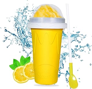 Tikapo® Slushy Maker Cup Tik Tok Stuff Slushie Maker Cup Slushie Ice Cream Maker Machine Frozen Magic Double Layers Slushie Squeeze Cup-Yellow