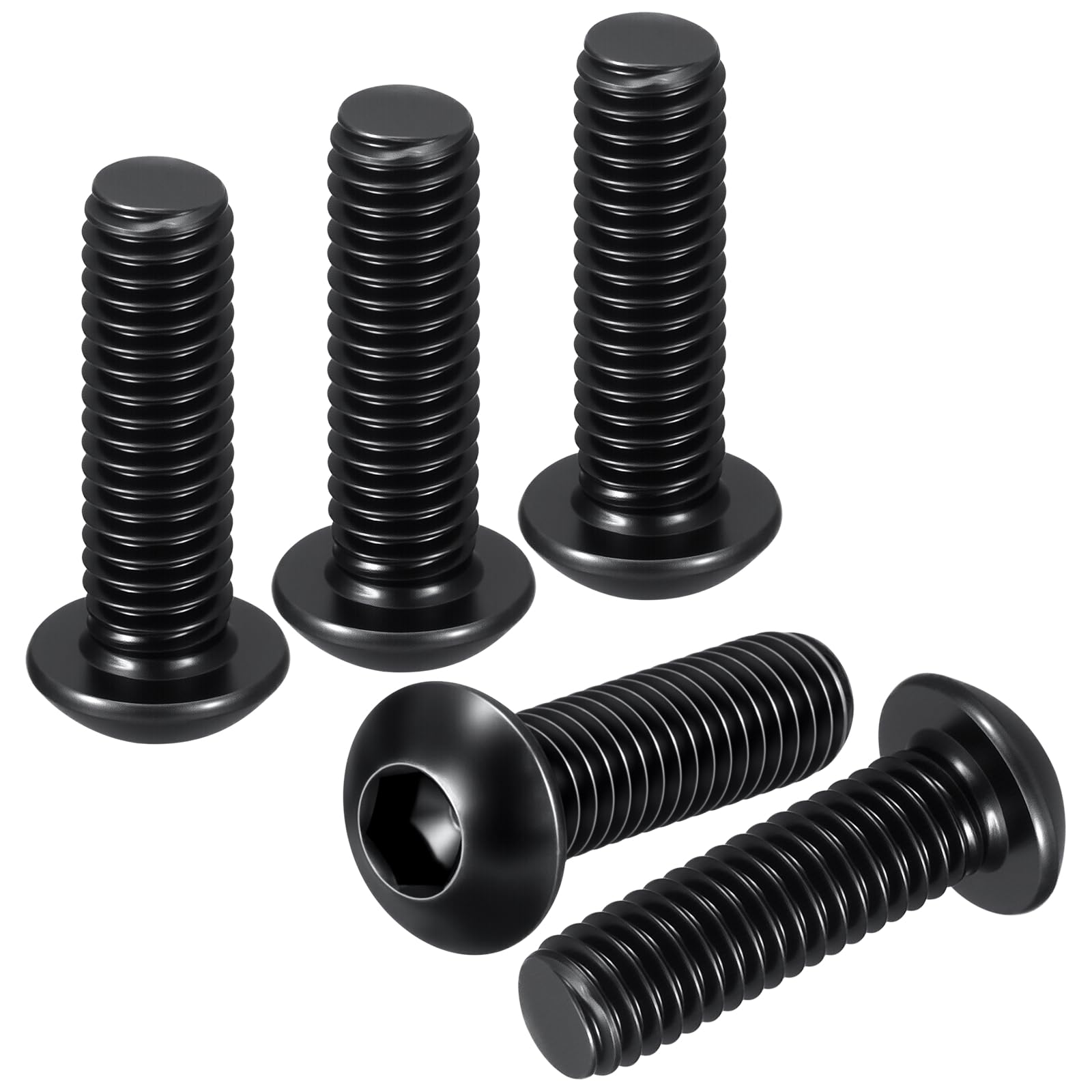 DTGN M6-1x20mm Button Head Socket Cap Screws - 25Pack - Good for Road Bicycle, Mountain Bike, Auto, Motorcycle - Carbon Steel Black Oxide - Hex Drive Fasteners — image 1