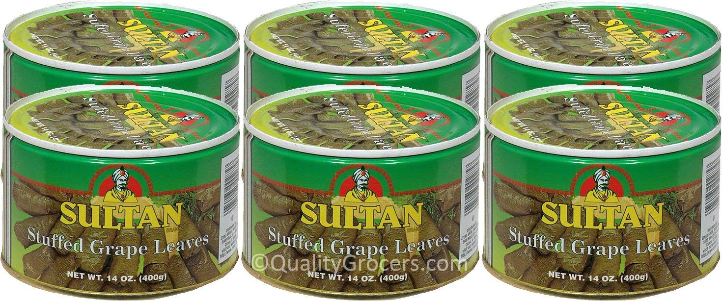Sultan Vegetarian Stuffed Grape Leaves – Halal Mediterranean-Style Dolmas – Hand-Rolled, Pre-Cooked Canned Food – Rice & Herb Filling – Ready to Eat