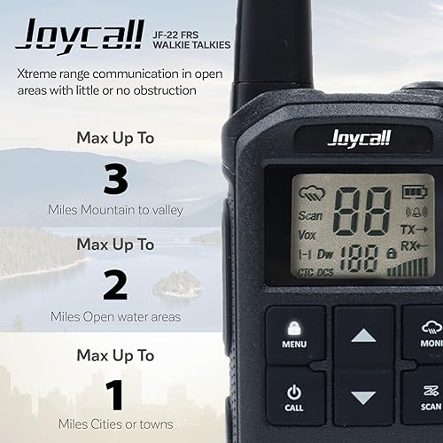 Miniatura 3 de Walkie Talkies de largo alcance para adultos con alerta meteorológica NOAA Walkie Talkies portátiles recargables 22 radios FRS bidireccionales Negro